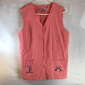 Capacity Size Medium Linen Cotton Embroidered Pocket Top Vest Cottagecore Boho